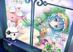  animal_hood blue_eyes blue_hair bunny_hood character_doll date_a_live gyaza itsuka_shidou long_hair looking_at_viewer lying solo stuffed_animal stuffed_bunny stuffed_toy yoshino_(date_a_live) yoshinon 