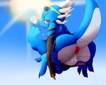  2016 anus balls big_butt buru_(jaynatorburudragon) butt dragon feet jaynatorburudragon jumping legs_up pulling_down_pants solo summertime 