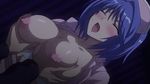  1boy 1girl animated animated_gif blue_hair breast_grab breasts chijoku_no_seifuku embarrassed erect_nipples indoors large_breasts long_hair moaning nipples nurse open_mouth puffy_nipples shiny_skin short_hair sweat t-rex_(animation_studio) tears 