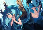  1girl aqua_hair blue_eyes btoor female hatsune_miku long_hair shinkai_shoujo_(vocaloid) solo twintails underwater vocaloid water 