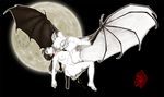  1girl artist_request ass bat blood blood_sucking breasts carrying empty_eyes fangs flying monster moon peeing restrained sucking_blood vampire wings 