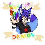  alpha_channel blue_eyes blue_hair canine clothing cornflower fox gun hair invalid_tag mammal ranged_weapon shirt simple_background smile transparent_background weapon 