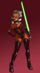  ahsoka_tano alien breasts cleavage clothed clothing female humanoid lightsaber lips solo star_wars togruta tourbillon yellow_eyes 