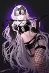  :q alternate_costume black_gloves black_skirt breasts cleavage commentary_request dominatrix elbow_gloves fate/grand_order fate_(series) fishnet_legwear fishnets garter_belt gloves groin headpiece jeanne_d'arc_(alter)_(fate) jeanne_d'arc_(fate)_(all) large_breasts licking_lips long_hair looking_at_viewer microskirt riding_crop skin_tight skirt solo sushimaro tongue tongue_out twitter_username very_long_hair whip white_hair yellow_eyes 