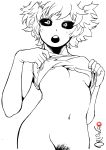  1girl ashido_mina boku_no_hero_academia lineart mina_ashido monochrome my_hero_academia orionz pubic_hair undressing 