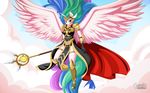  2016 anthro anthrofied armor clothing equine flying friendship_is_magic horn mammal my_little_pony mysticalpha princess_celestia_(mlp) scepter solo winged_unicorn wings 