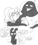  anthro blush dialogue fellatio human human_on_anthro interspecies lagomorph looking_at_viewer mammal oral penis rabbit sex shadow_bonnie_(fnaf) text tongue unnecessaryfansmut 