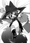  anthro bed boots bottomless broom clothed clothing feline female footwear half-closed_eyes hat lying magic_user mammal navel on_bed open_mouth pussy ro solo young 