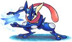  greninja long_tongue mario_and_luigi_(series) mario_bros master-rainbow nintendo pok&eacute;mon ranged_weapon shuriken style_parody tongue tongue_out video_games water weapon webbed_feet webbed_hands 