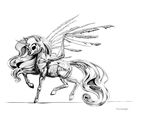  2016 armor black_and_white bone cutie_mark equine feathers female feral friendship_is_magic hair helmet hi_res horn mammal monochrome muscular my_little_pony nightmare_moon_(mlp) simple_background skeleton solo spread_wings undead viwrastupr white_background winged_unicorn wings 