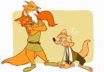  2018 anthro black_nose br&#039;er_fox canine clothed clothing disney fox fur group hat hi_res male mammal robin_hood robin_hood_(disney) simple_background song_of_the_south uochandayo 
