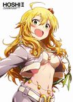  absurdres ahoge ayano_yuu_(sonma_1426) blonde_hair breasts crown green_eyes highres hoshii_miki idolmaster idolmaster_(classic) idolmaster_million_live! long_hair medium_breasts mini_crown navel smile solo 