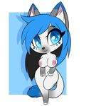  anthro areola big_breasts big_eyes breasts chibi featureless_crotch feline female kammymau mammal nipples nude simple_background smile solo standing wide_hips 