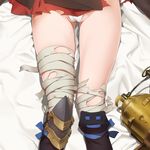  ass_visible_through_thighs bandages choker dakimakura fundoshi hakama_skirt japanese_clothes koutetsujou_no_kabaneri mumei_(kabaneri) ribbon ribbon_choker solo undressing yang-do 