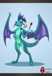  2016 anthro dragon female friendship_is_magic hi_res horn looking_at_viewer maxyunlong my_little_pony open_mouth princess_ember_(mlp) scalie scepter solo standing wings 