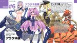  4girls arachne armband bare_shoulders black_eyes blonde_hair blush breasts carapace claws detached_sleeves end_card engrish extra_eyes fur hands_on_hips hat insect_girl inui_takemaru large_breed_(monster_musume) lavender_hair long_hair long_legs_breed_(monster_musume) monster_girl monster_musume_no_iru_nichijou multiple_girls multiple_legs navel official_art okayado orange_hair pelvic_curtain pink_hair rachnera_arachnera ranguage red_eyes sharp_teeth simple_background small_breed_(monster_musume) smile solid_eyes spider_girl translation_request twintails underboob 
