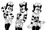  anthro black_and_white bow breasts cat clothing disney eyelashes feline female gloves hand_on_hip mammal mickey_mouse monochrome open_mouth pose shirt smaggthesmug smile solo_focus 