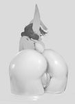  anthro big_butt butt darkgem digital_media_(artwork) female floppy_ears hair lagomorph long_hair looking_away mammal nude presenting presenting_hindquarters presenting_pussy pussy rabbit raised_tail rear_view simple_background solo water white_background 
