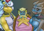  2016 alternate_color ampharos anthro anthrofied areola avian baby bed big_breasts black_nipples black_sclera black_skin blue_skin breasts cute dyriuck_kaos eyewear fan_character father female fur glasses grey_background grey_eyes group hair hybrid larger_female larger_male legendary_pok&eacute;mon looking_at_viewer male mega_ampharos mega_evolution mother nintendo nipples nude open_mouth parent pok&eacute;mon pok&eacute;morph red_eyes simple_background size_difference smile stripes tattoo teeth tongue tuft video_games white_hair white_skin yellow_fur yellow_skin young yveltal 