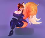  2016 anthro big_breasts breasts canine cleavage clothed clothing female fox huge_breasts looking_at_viewer mammal mature_female mrmadhead smile solo 