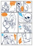  ! ... animated_skeleton annoyed blue_eyes bone clothing comic dialogue english_text male papyrus_(undertale) sans_(undertale) skeleton sleeping sweat text undead undertale unknown_artist video_games 