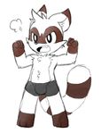  bulge clothing male mammal oob raccoon simple_background solo underwear 