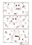  4koma beamed_eighth_notes beamed_sixteenth_notes comic commentary dancing eighth_note highres horns kantai_collection long_hair monochrome moomin muppo musical_note naked_towel northern_ocean_hime quarter_note sazanami_konami silent_comic tail the_monkey towel 