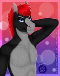  2016 anthro black_fur blue_eyes digital_media_(artwork) equine eye_contact fur grey_fur hi_res horse jodira male mammal simple_background solo sparks_reactor 