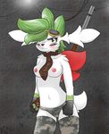  anthro clothed clothing dunewulff eyewear female goggles legendary_pok&eacute;mon necktie nintendo pok&eacute;mon shaymin topless video_games 