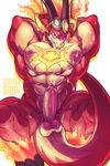  catsudon dragon flexing future_card_buddyfight male muscular solo sun_dragon_bal sweat 