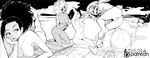  5girls armpits ashido_mina ashura asui_tsuyu ball barefoot beach boku_no_hero_academia breasts feet jirou_kyouka monochrome multiple_girls nipples nude pubic_hair uraraka_ochako yaoyorozu_momo 