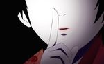  floral_print head_out_of_frame highres index_finger_raised parted_lips pink_lips sayonara_zetsubou_sensei solo tsunetsuki_matoi vector_trace wallpaper 
