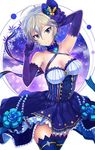  anastasia_(idolmaster) ashita_(2010) bad_id bad_twitter_id blue_eyes breasts cleavage elbow_gloves gloves hat idolmaster idolmaster_cinderella_girls idolmaster_cinderella_girls_starlight_stage large_breasts mini_hat short_hair silver_hair smile solo thighhighs 