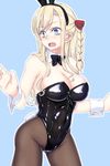  animal_ears blonde_hair blue_eyes braid bunny_ears bunny_tail bunnysuit detached_collar ekibyou fishnet_pantyhose fishnets high_school_fleet pantyhose solo standing tail wilhelmina_braunschweig_ingenohl_friedeburg wrist_cuffs 