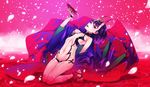  :d alcohol barefoot barefoot_sandals blush cup fangs fate/grand_order fate_(series) flat_chest horns japanese_clothes kimono kneeling looking_at_viewer matsuryuu navel oni oni_horns open_clothes open_kimono open_mouth petals purple_eyes purple_hair revealing_clothes sakazuki sake short_hair shuten_douji_(fate/grand_order) smile solo teeth 