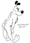  backsack balls body_hair butt canine check_mark chest_hair concupisco dog dudley_puppy leaning leaning_back line_art looking_at_viewer male mammal monochrome nickelodeon nude presenting presenting_hindquarters raised_tail solo standing t.u.f.f._puppy 