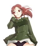  bad_id bad_pixiv_id long_hair military military_uniform minna-dietlinde_wilcke panties pantyshot parted_lips red_eyes red_hair sayu_(mio-mosa) solo strike_witches underwear uniform world_witches_series 