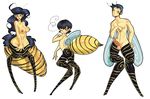  ambiguous_gender animal_humanoid antennae arthropod balls bee big_breasts black_hair blush breasts candylady erection female hair humanoid insect insect_wings long_hair male nipples nude one_eye_closed penis pose pussy red_eyes short_hair smile wasp wings 