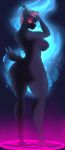  anthro avian big_butt bird bpq00x breasts butt corvid curvaceous female glowing glowing_eyes looking_at_viewer nude raven solo standing tongueimpaler 