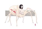  1girl 34no404 areolae black_hair breasts insect_girl looking_at_viewer monster_girl nipples original pale_skin pointy_ears solo spider_girl 