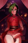  1girl chinese_clothes clothes flat_chest futanari green_eyes jinx_(league_of_legends) lagalamel league_of_legends looking_at_viewer navel penis smile solo solo_focus tattoo 