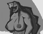  2016 alligator_snapping_turtle anthro areola big_breasts black_hair breasts female hair huge_breasts long_hair nipples nude open_mouth reptile scalie sharp_teeth shell simple_background sketch solo teeth tomol6 turtle 