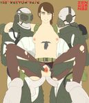  4boys anal angry artist_name belt bikini bikini_aside breasts brown_hair censored clenched_teeth clothed_sex double_anal double_penetration fingering forced front-tie_bikini front-tie_top gangbang gas_mask gloves green_eyes grey_skin group_sex headset hetero highres large_breasts metal_gear_(series) metal_gear_solid multiple_boys multiple_penises pantyhose penis pussy quiet_(metal_gear) rape sex signature soldier spread_pussy swimsuit tears teeth text_focus torn_clothes torn_legwear watermark zennsfw 