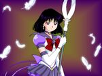  1girl bishoujo_senshi_sailor_moon black_hair female magical_girl purple_eyes sailor_saturn short_hair solo spear super_sailor_saturn_(stars) tagme tomoe_hotaru weapon 