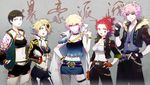  4girls arm_at_side ashido_mina bad_id bad_pixiv_id bakugou_katsuki bandeau bangs belt belt_buckle black_eyes black_gloves black_hair black_jacket black_pants black_sclera black_shorts blonde_hair bodypaint boku_no_hero_academia bousouzoku bracelet breasts buckle camisole chain changye cleavage clenched_hand clenched_teeth closed_mouth coat collarbone contrapposto cowboy_shot crop_top cropped_jacket cross-laced_clothes delinquent earrings epaulettes eyebrows eyebrows_visible_through_hair facepaint fingerless_gloves fingernails fishnet_pantyhose fishnets fringe_trim fur-trimmed_jacket fur_trim gakuran genderswap genderswap_(ftm) genderswap_(mtf) gloves grey_background grin groin hair_between_eyes halter_top halterneck hand_on_hip hands_in_pockets height holding horns jacket jacket_on_shoulders japanese_clothes jewelry kaminari_denki key kimono kirishima_eijirou large_breasts legs_apart lipstick_mark long_fingernails long_sleeves looking_at_viewer mars_symbol medium_breasts midriff mismatched_legwear multicolored multicolored_hair multicolored_nails multiple_girls nail_polish navel necklace number open_mouth pale_skin pants pantyhose pink_hair pink_lips pink_nails pocket pointy_hair red_eyes red_gloves red_hair ring sarashi school_uniform sero_hanta shade sharp_fingernails short_hair shorts skindentation sleeves_rolled_up smile spaghetti_strap spiked_hair spikes standing stomach streaked_hair string stud_earrings teeth thigh_strap tiger_stripes topknot torn_clothes transparent v-neck white_coat yellow_eyes zipper 