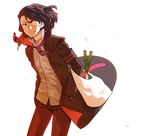  asselin_bb_ii bag bandages coat eyepatch hands_in_pockets idolmaster idolmaster_side-m male_focus open_clothes open_coat plastic_bag red_eyes satan_(idolmaster) shopping_bag solo spring_onion stuffed_toy tsurusaki_yuu wavy_hair 