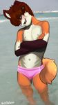  2016 anthro blush canine child clothed clothing cub digital_media_(artwork) foxmilkshake fur looking_at_viewer male mammal nipples open_mouth smile solo young 