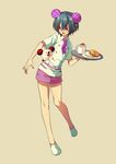  1boy animal_ears coffee donut food high_speed! kirishima_ikuya koala koala_ears legs male_focus memeo_(candy_house) ribbon shorts smile uniform 