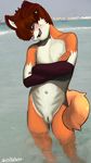  2016 anthro blush breasts canine child cub digital_media_(artwork) female foxmilkshake fur hair looking_at_viewer mammal nipples nude open_mouth pussy smile solo young 