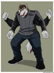  canine clothing crocdragon89 drake_(disambiguation) footwear jacket male mammal multi_arm multi_limb pants shoes simple_background wolf 